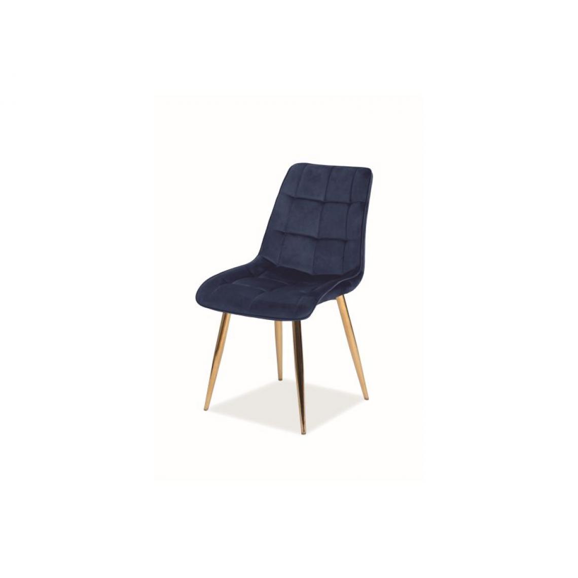 Hucoco - MASI | Chaise moderne matelassé pour salon | Dimensions : 89x51x44cm | Chaise velours | Pieds en métal - Bleu - Chaises
