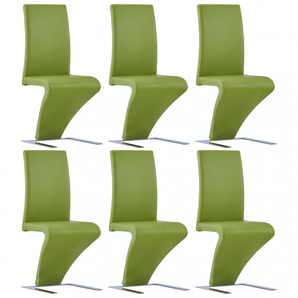 Vidaxl - vidaXL Chaises à dîner avec forme de zigzag 6 pcs Vert Similicuir - Chaises