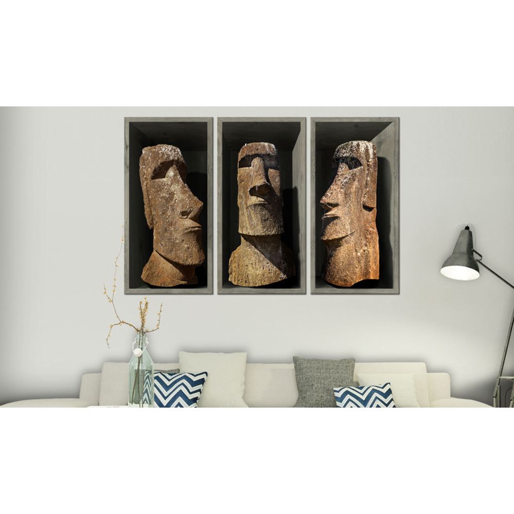 marque generique - 90x60 Tableau Tableau stylisé Moderne Moai (Easter Island) - Tableaux, peintures