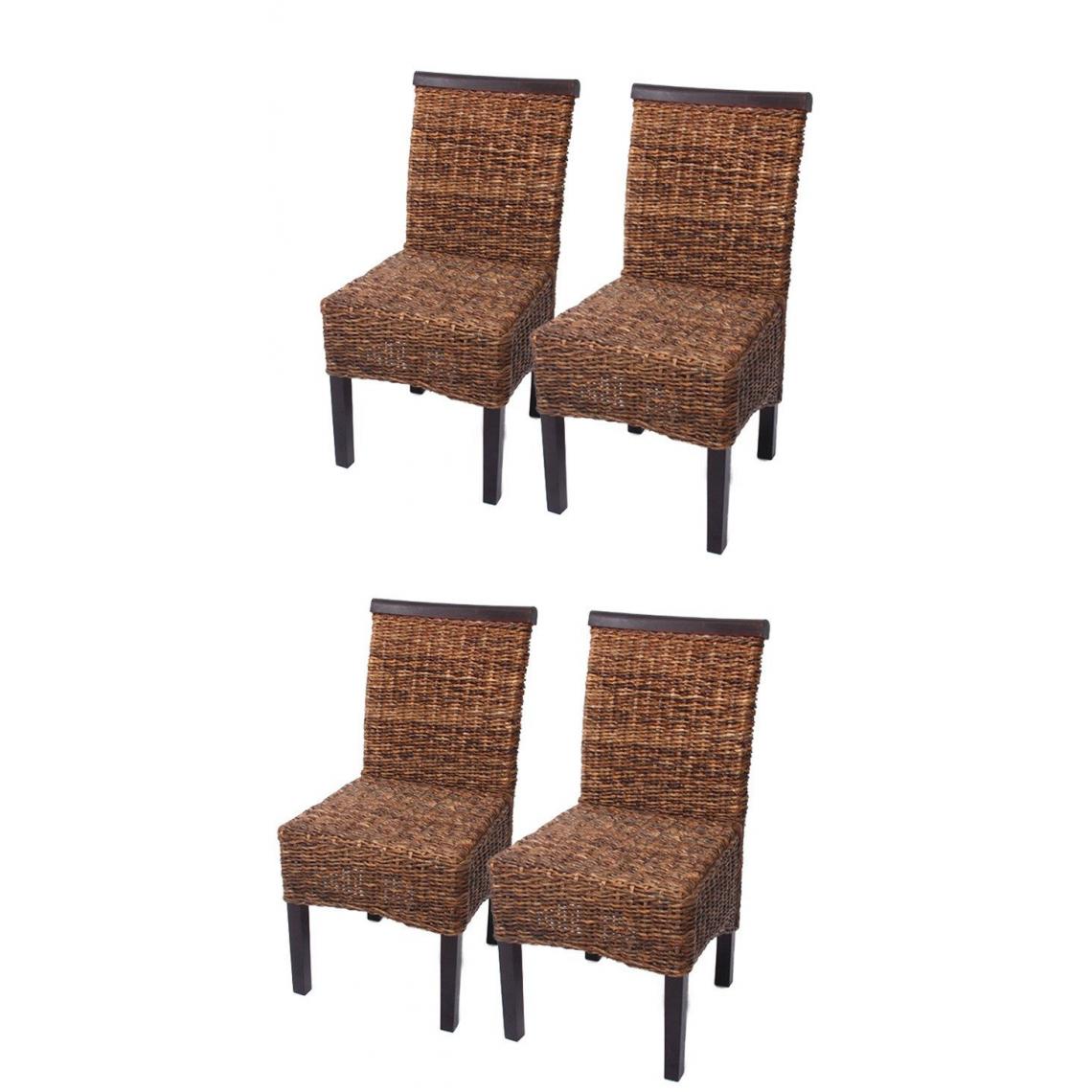 Decoshop26 - Lot de 4 chaises en rotin banane tressée pieds marron foncés CDS04105 - Chaises