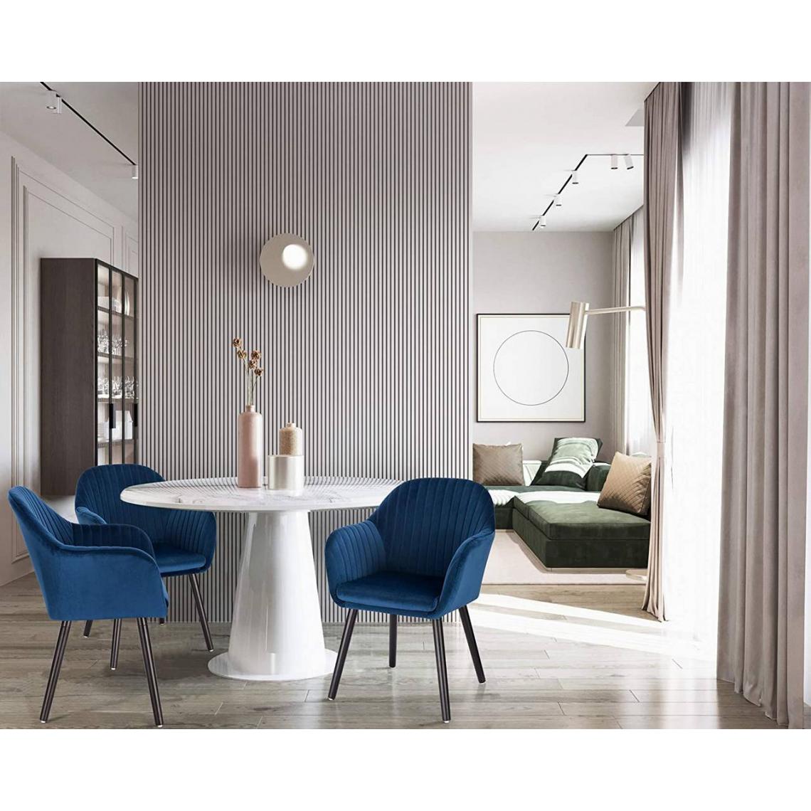 MercatoXL - chaise de salle en velours et bois - modèle bleu 2.0 - Tables à manger