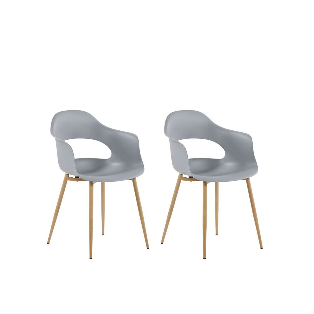 Beliani - Beliani Set de 2 chaises de salle à manger grises UTICA - blanc - Chaises