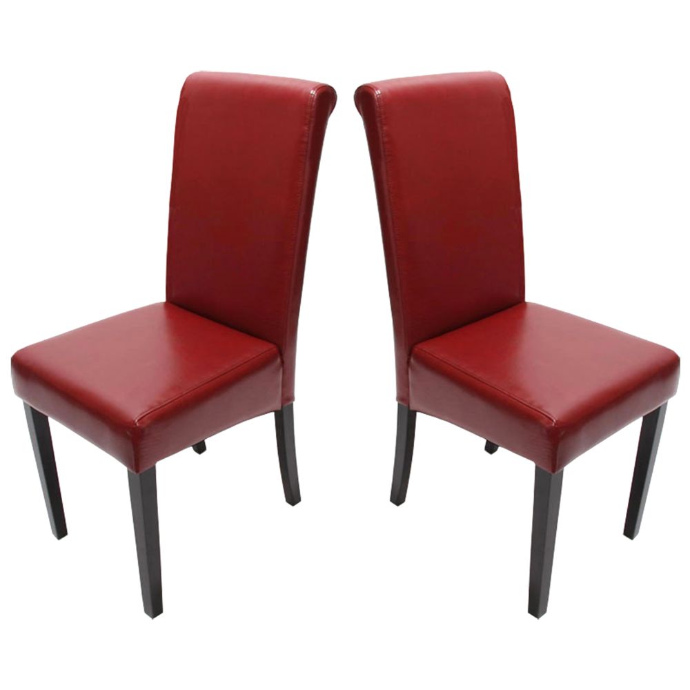 Mendler - Lot de 2 chaises de séjour Novara II, cuir, rouge/pieds foncés - Chaises