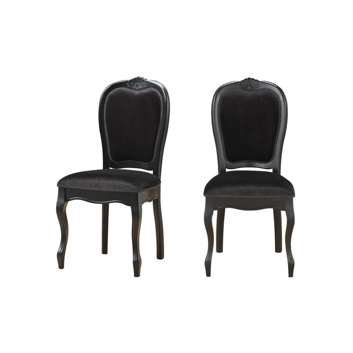 3S. x Home - Lot de 2 chaises médaillon noires en tissu PRINCESSE - Chaises