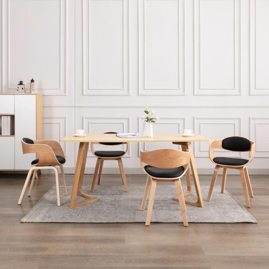 Icaverne - Admirable Fauteuils et chaises collection Belgrade Chaises de salle à manger 4 pcs Bois courbé et similicuir - Chaises