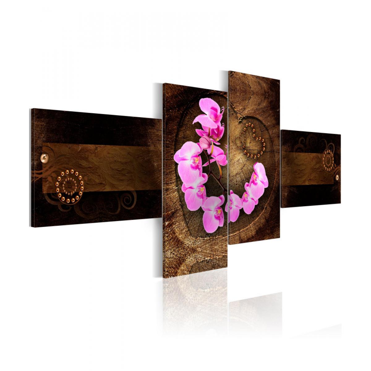 Artgeist - Tableau - Orchidée et bois 200x90 - Tableaux, peintures