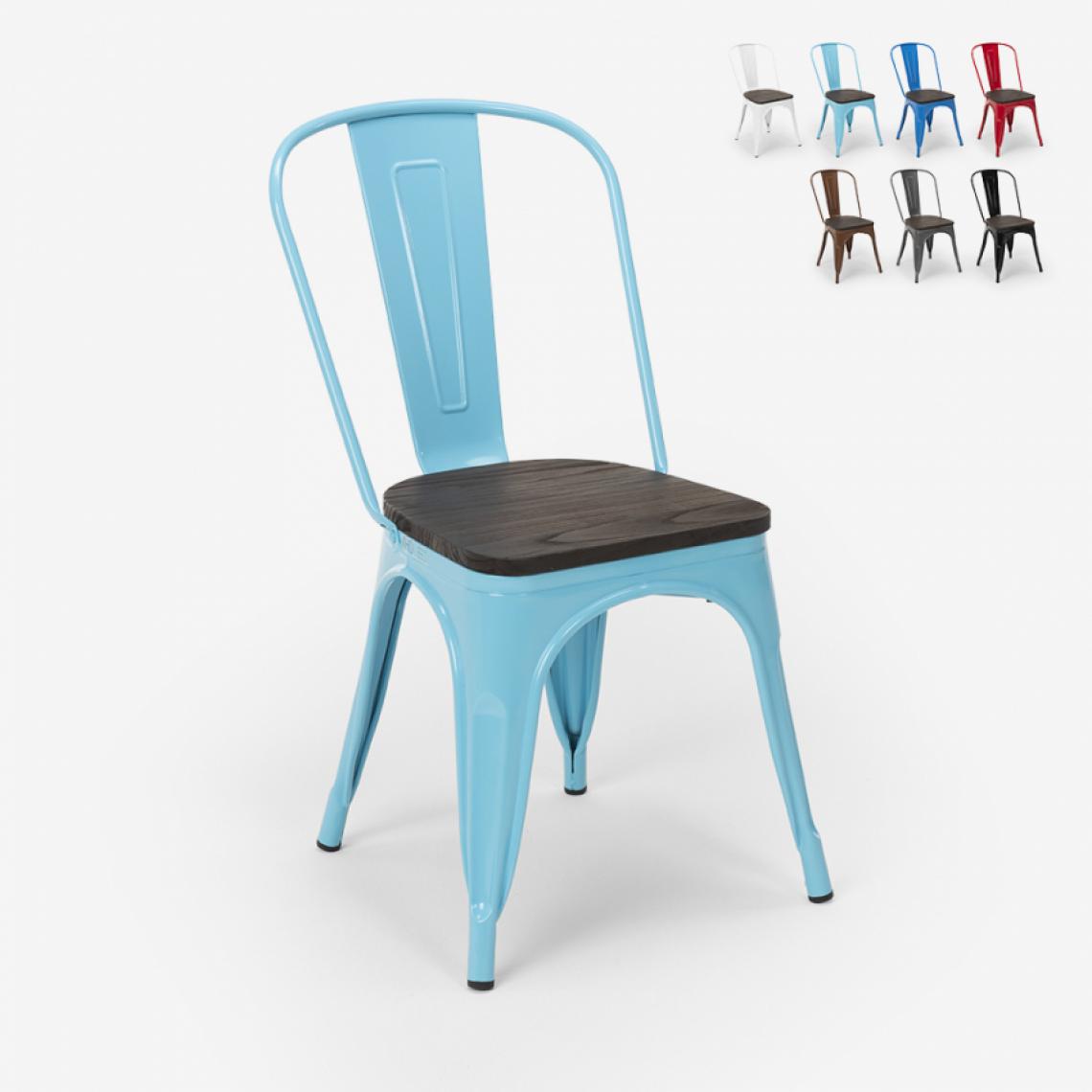 Ahd Amazing Home Design - Chaises industrielles en bois et acier Tolix pour cuisine et bar Steel Wood, Couleur: Turquoise - Chaises