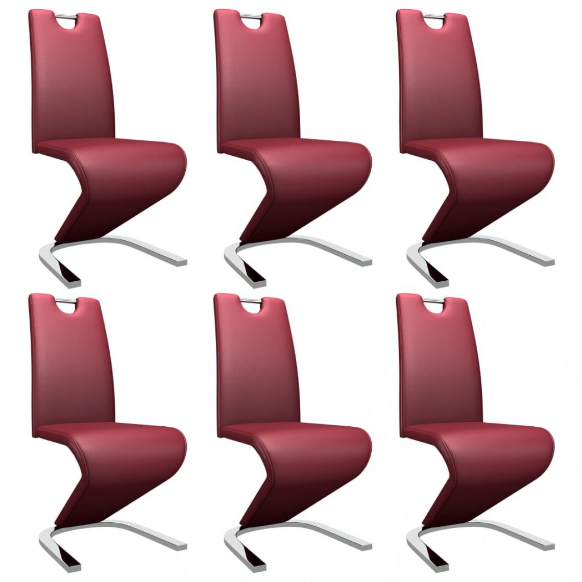 Decoshop26 - Lot de 6 chaises de salle à manger cuisine zigzag design contemporain similicuir rouge bordeaux CDS022946 - Chaises