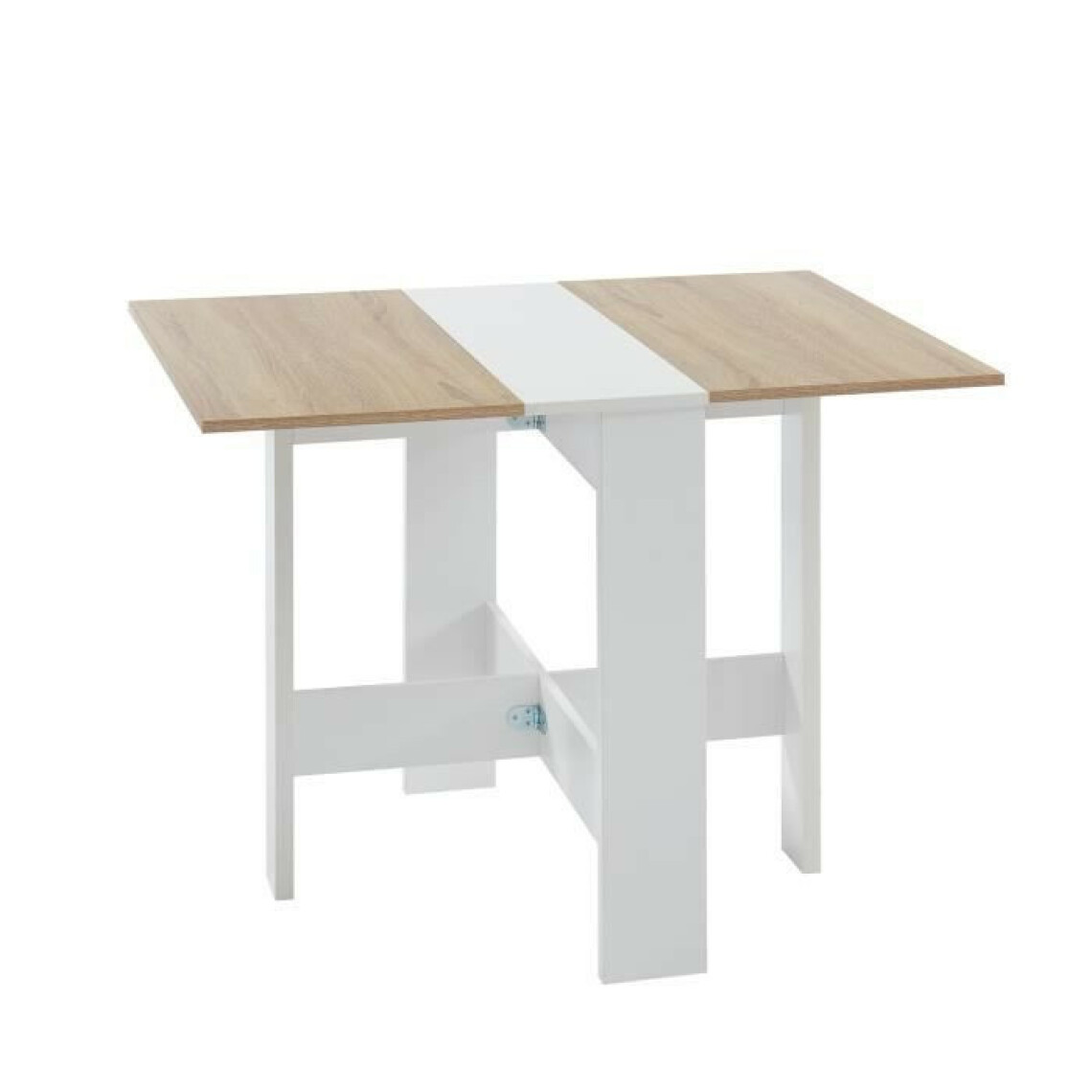 Sans Marque - JUNO Table de sejour pliante 4 personnes - Decor chene et blanc - L 104 x 76 x 74 cm - Tables à manger