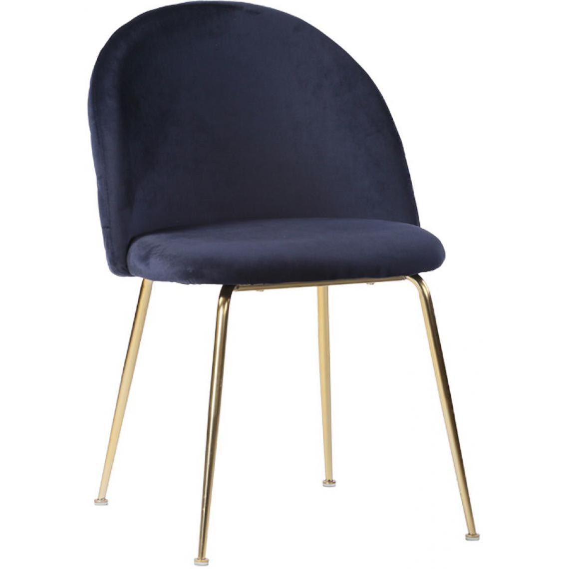 House Nordic - Chaise au Dos Matelassé en Velours Bleu avec Piétement en Laiton Doré GENEVE - Chaises