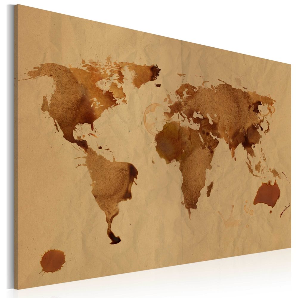 Bimago - Tableau - Le monde peint avec du café - Décoration, image, art | Cartes du monde | - Tableaux, peintures