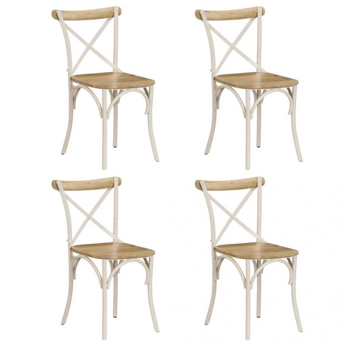 Decoshop26 - Lot de 4 chaises de salle à manger cuisine design rétro bois de manguier massif blanc CDS021231 - Chaises