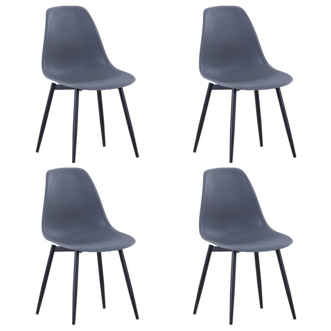 Decoshop26 - Lot de 4 chaises de salle à manger cuisine design classique PP gris CDS021579 - Chaises