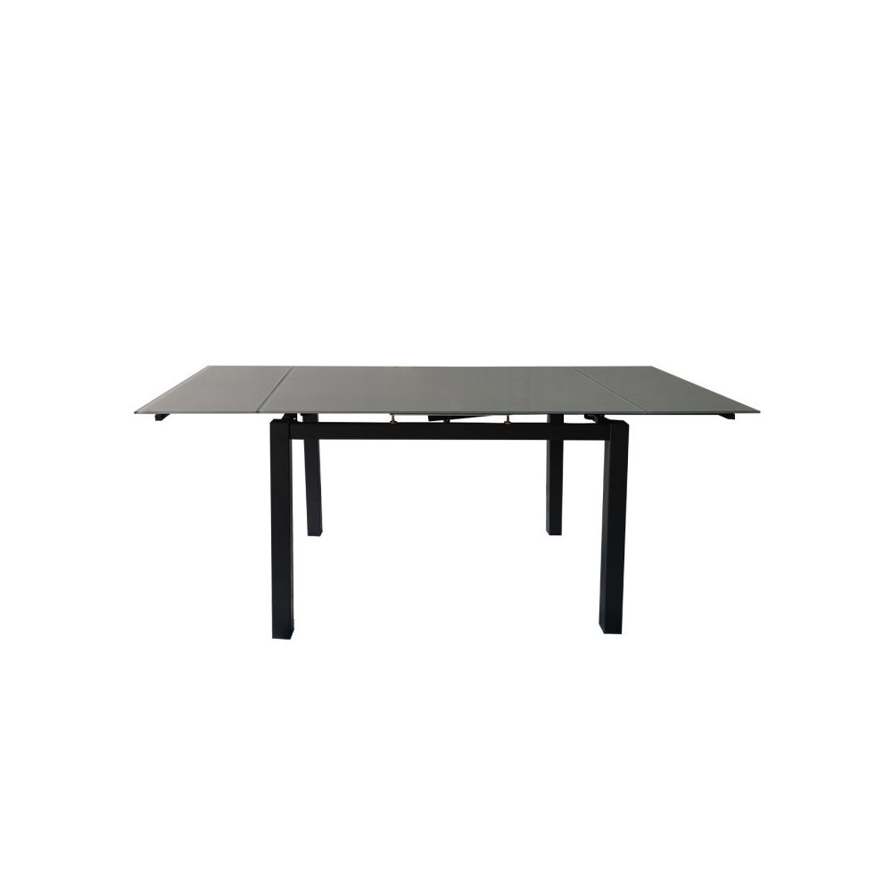 Meubletmoi - Table de repas extensible 100 à 160 cm plateau verre gris - ANGUS - Tables à manger