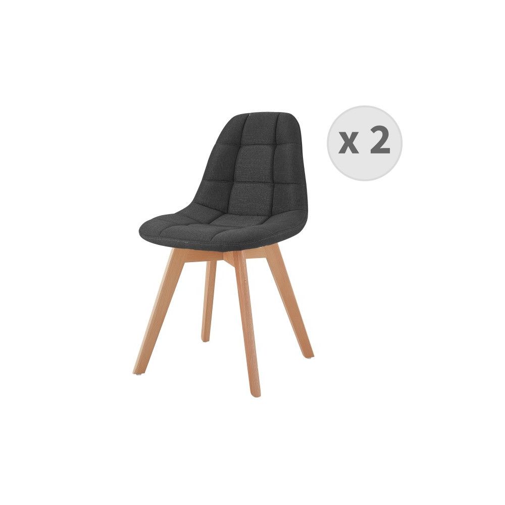Moloo - STELLA-Chaise scandinave tissu anthracite pied hêtre (x2) - Chaises