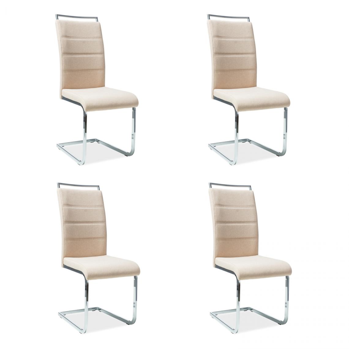 Hucoco - SHYRA - Lot de 4 chaises style moderne - 102x41x42 cm - Similicuir - Chaise salle à manger - Beige - Chaises
