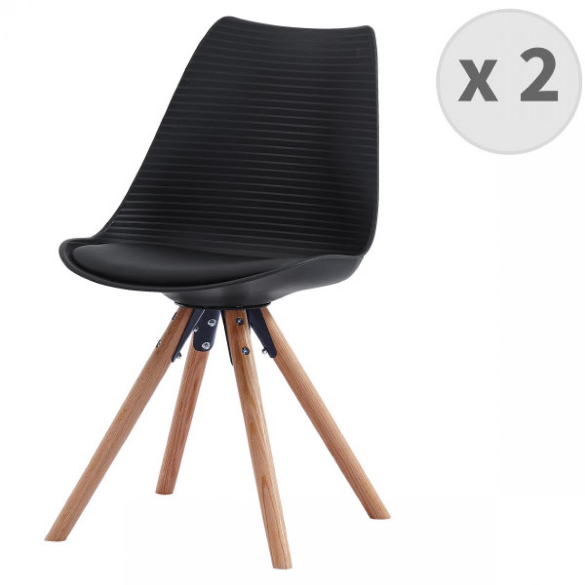 Moloo - CROSS-Chaise scandinave noir pieds chêne (x2) - Chaises