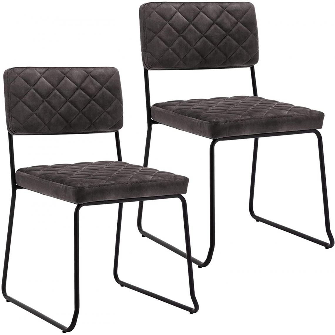 Decoshop26 - Lot de 2 chaises visiteur fauteuil salle à manger bureau en velours marron foncé rembourrée BUR09089 - Chaises