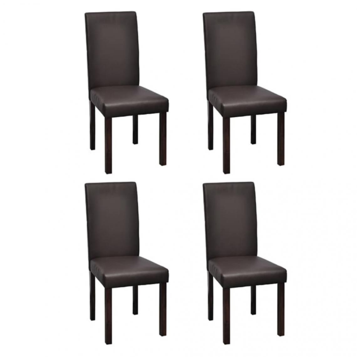 Decoshop26 - Lot de 4 chaises de salle à manger cuisine style classique en similicuir marron pieds en bois CDS021701 - Chaises