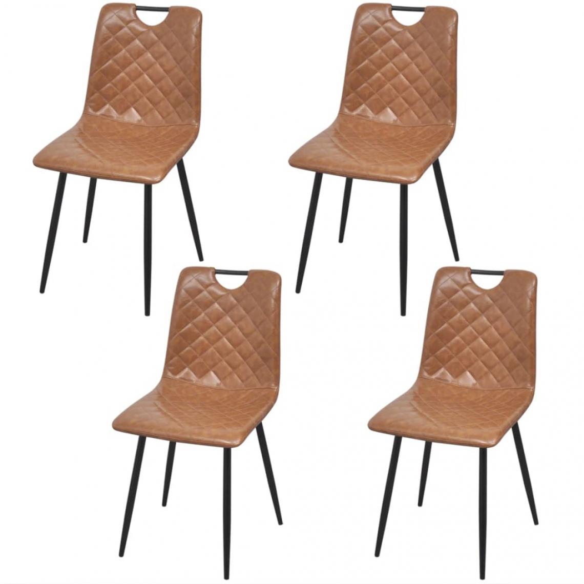 Decoshop26 - Lot de 4 chaises de salle à manger cuisine style rétro en similicuir marron clair structure en acier CDS021675 - Chaises
