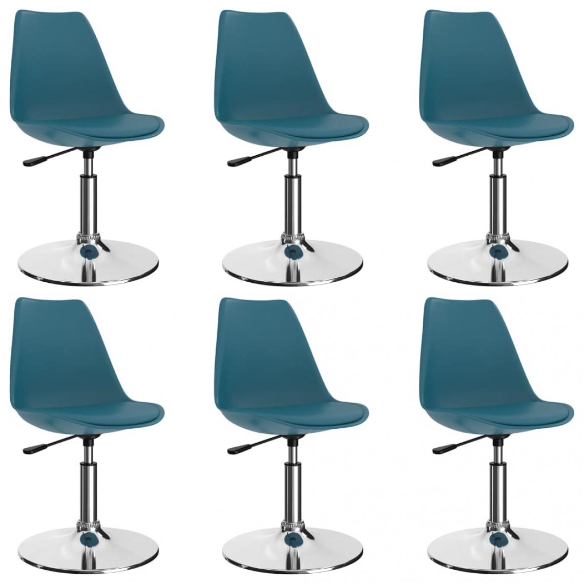 Decoshop26 - Lot de 6 chaises de salle à manger cuisine pivotantes design moderne similicuir turquoise CDS022772 - Chaises