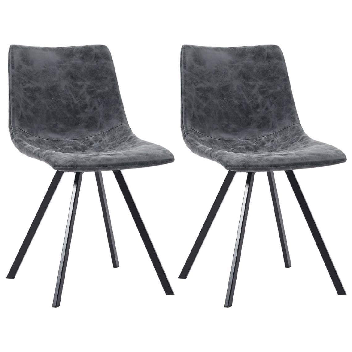 Decoshop26 - Lot de 2 chaises de salle à manger cuisine design moderne similicuir noir CDS020833 - Chaises