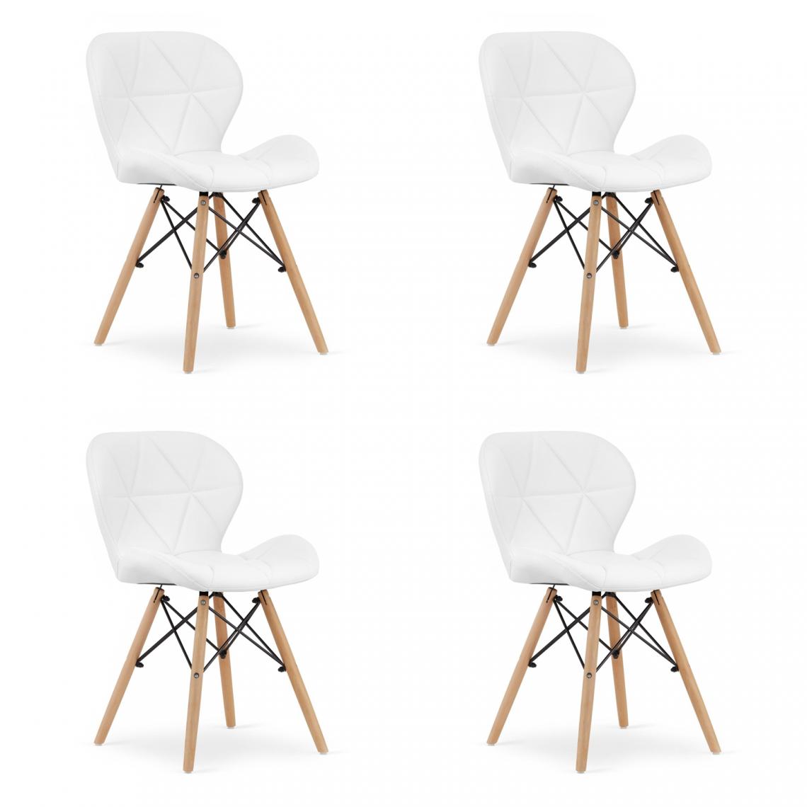 Hucoco - LAGOSK - Lot de 4 chaises similicuir style glamour salon/salle à manger - 73x47x38 cm - Chaise de salle à manger - Blanc - Chaises