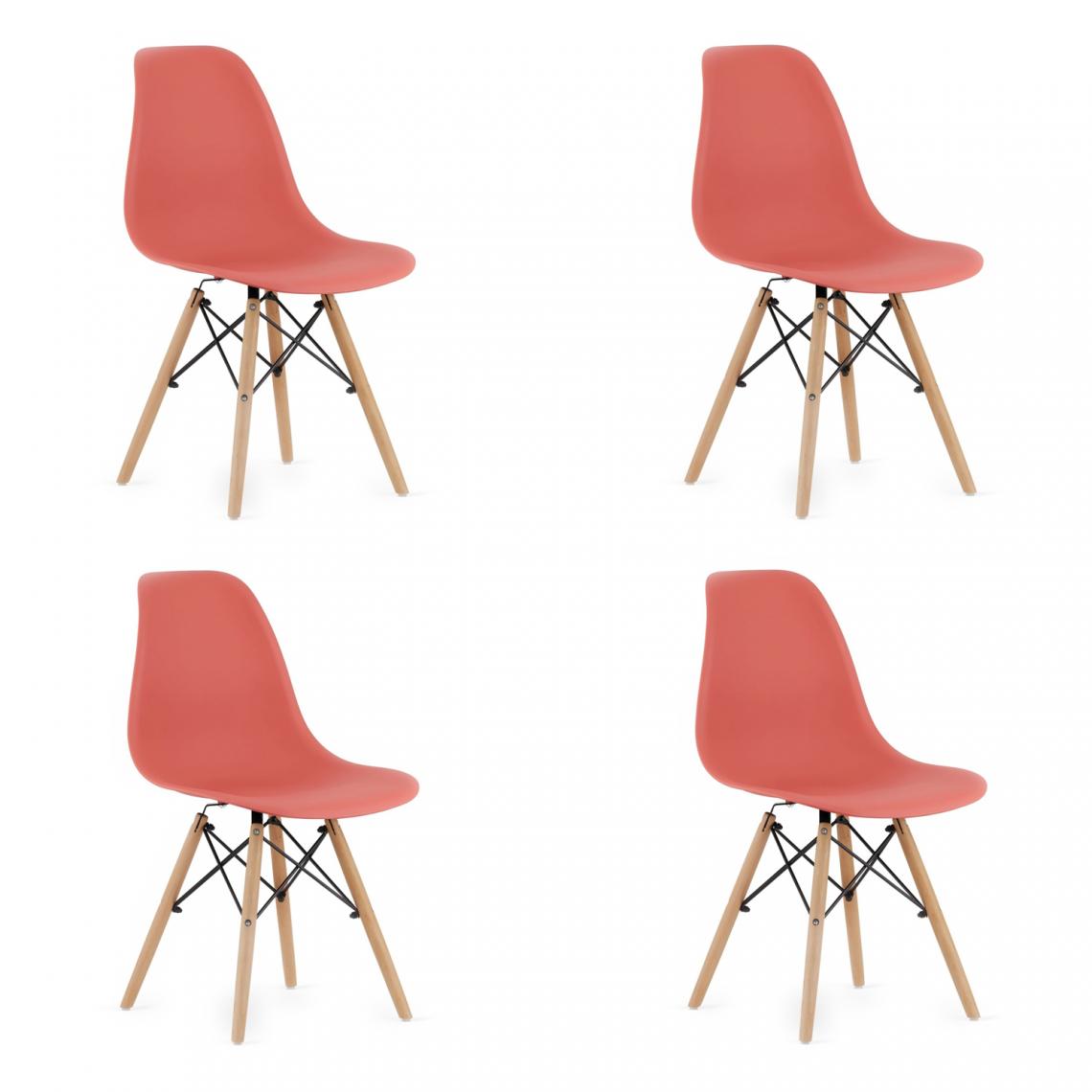 Hucoco - OSATA - Lot de 4 chaises en PP style moderne salon/cuisine - 81x54x46 cm - Chaises de salle à manger - Rouge - Chaises
