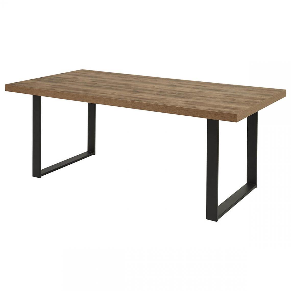 Altobuy - NILLA - Table 230cm Aspect Bois Piètement U Métal Poudré Noir - Tables à manger