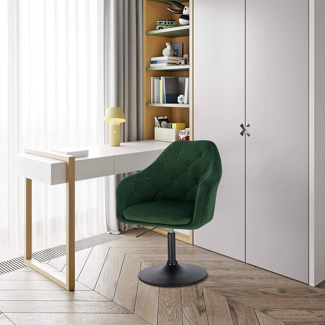 MercatoXL - Bar fauteuil avec accoudoirs et dossier en velours et métal - modèle vert foncé - Tables à manger