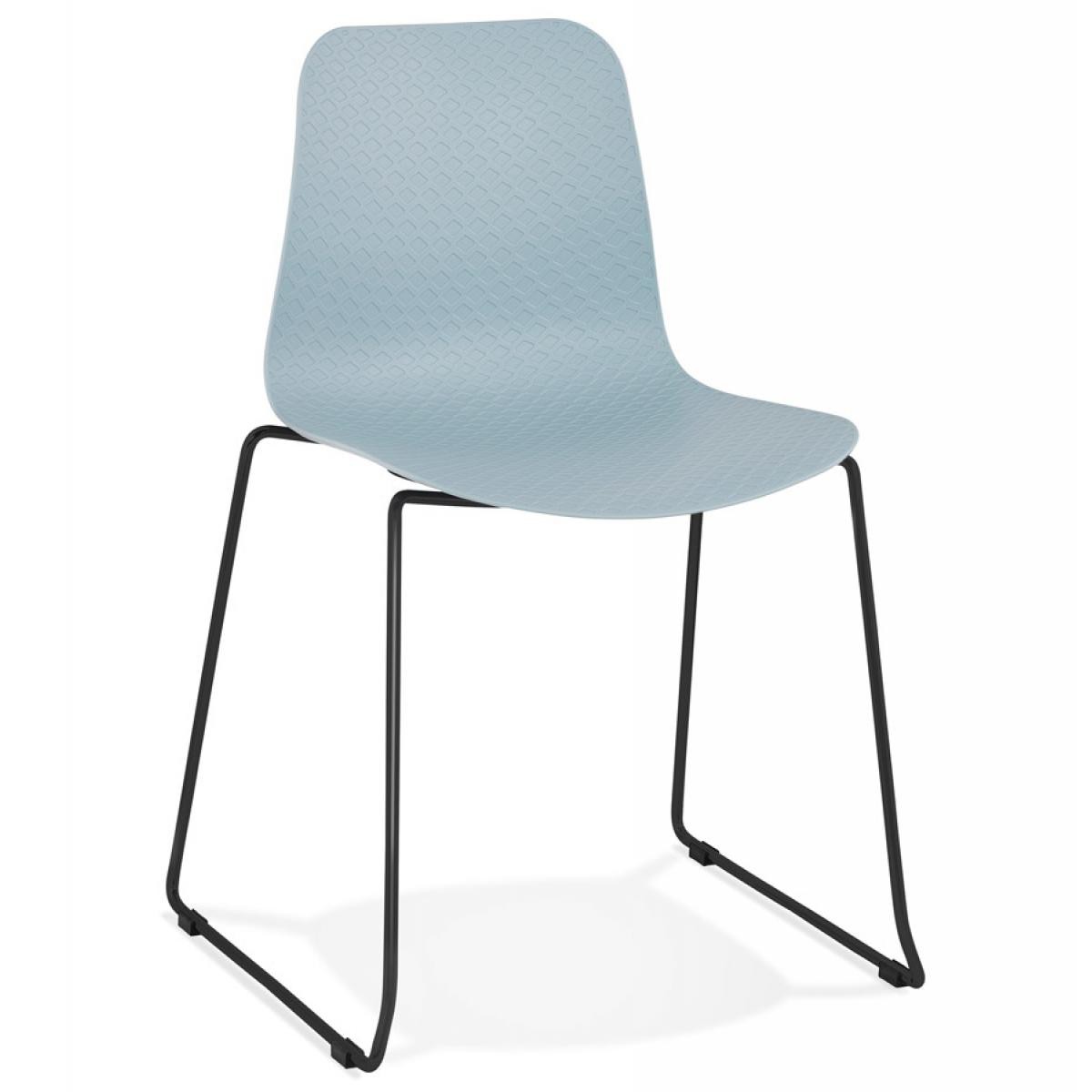 Alterego - Chaise moderne 'EXPO' bleue avec pieds en métal noir - Chaises