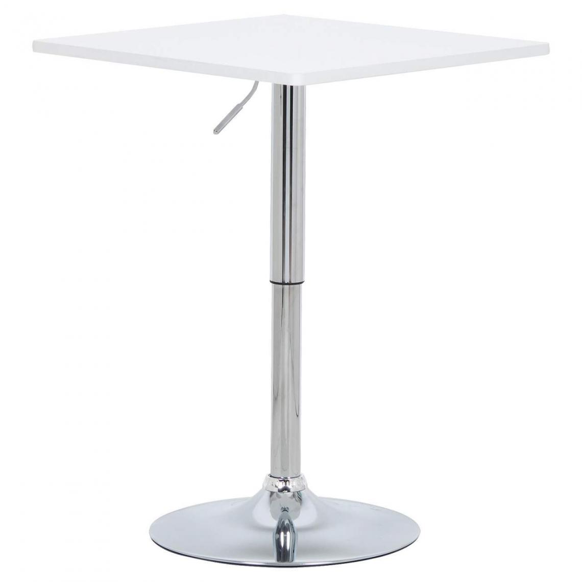 Helloshop26 - Table de bar carrée avec piétement trompette réglable en hauteur blanc 19_0000370 - Tables à manger