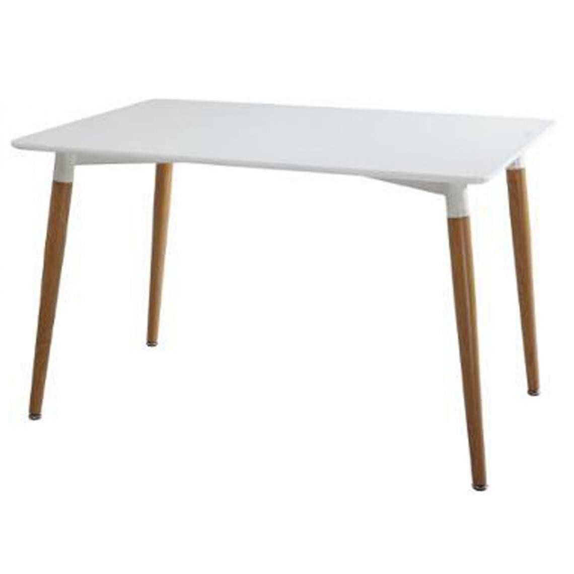 Pegane - Table à manger en acier et MDF coloris blanc - Dim : L 150 x l 80 x H 74 cm - Tables à manger