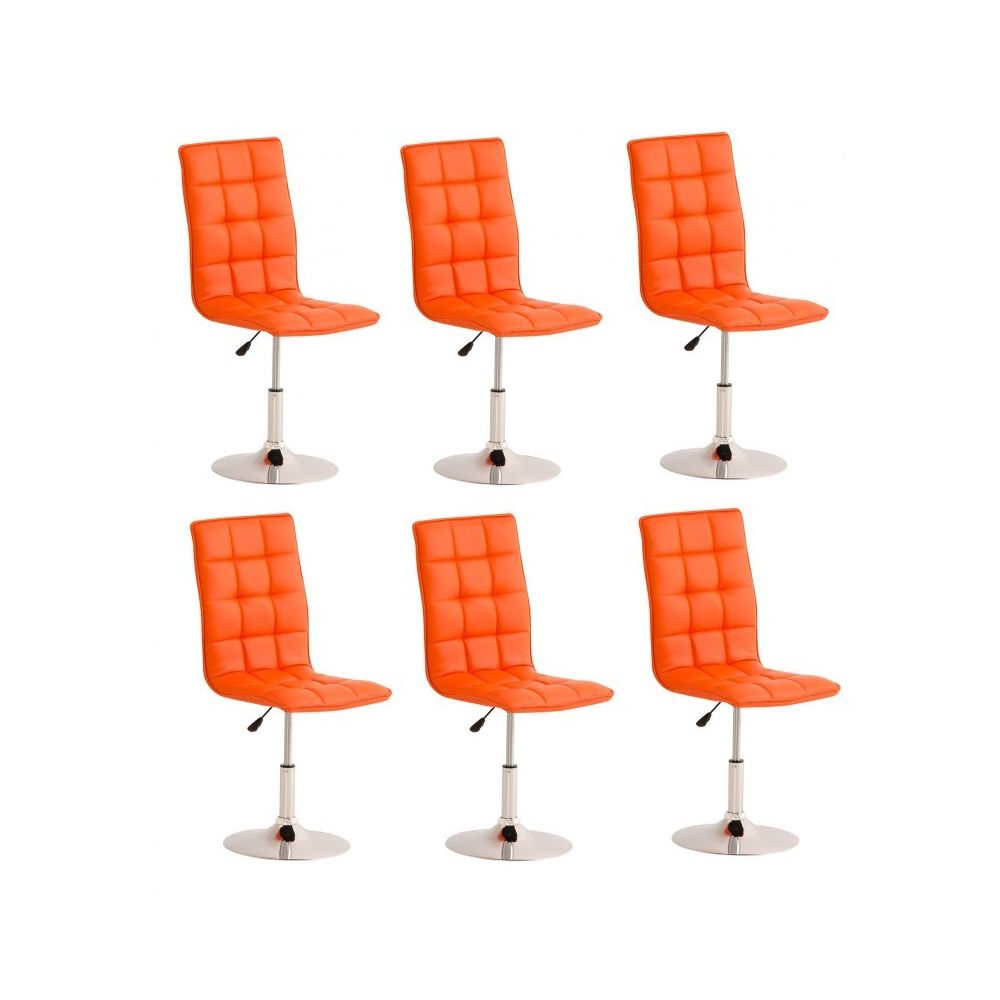Decoshop26 - Lot de 6 chaises de salle à manger hauteur réglable en simili-cuir orange CDS10228 - Chaises