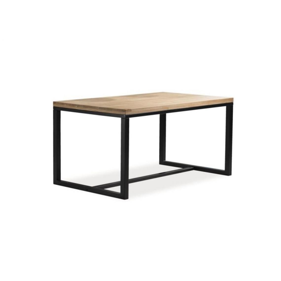 Hucoco - LORAB - Table moderne de style industriel - Dimensions : 180X90x78 cm - Plateau en placage naturel - Table fixe - Chêne - Tables à manger