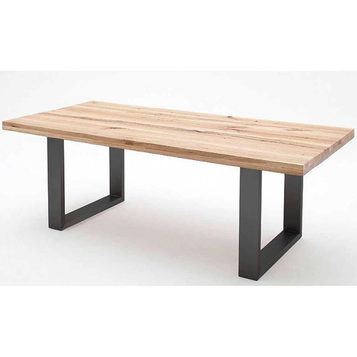 Pegane - Table à manger en chêne sauvage massif/anthracite - L.180 x H.76 x P.100 cm -PEGANE- - Tables à manger