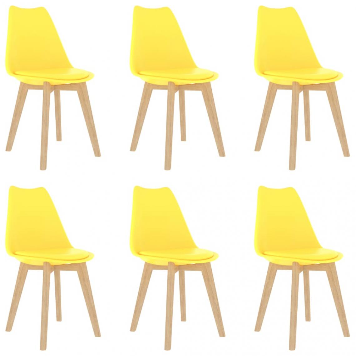 Decoshop26 - Lot de 6 chaises de salle à manger cuisine design moderne plastique jaune CDS022526 - Chaises