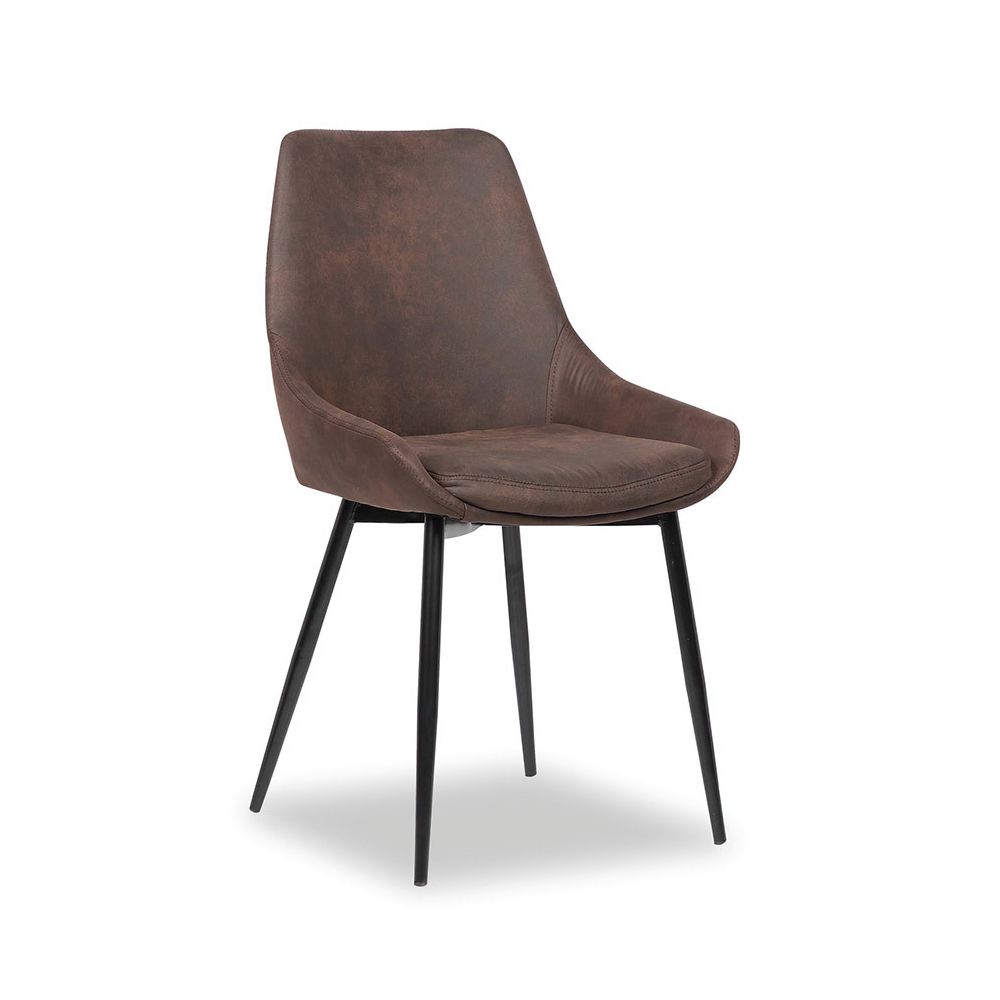 Nouvomeuble - Chaise en tissu marron 4 pieds INDUZI (lot de 2) - Chaises