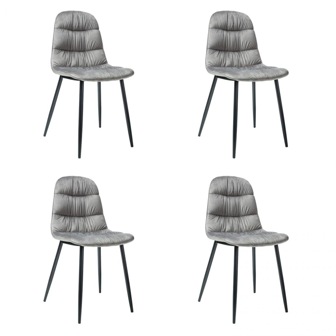 Hucoco - VEBIS - Lot de 4 chaises pour la salle à manger - Style scandinave - 87x44x38 cm - Ttissu velouté - Gris - Chaises