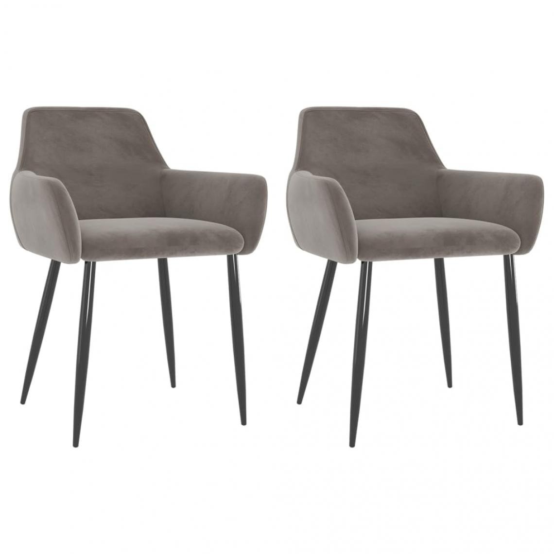 Decoshop26 - Lot de 2 chaises de salle à manger cuisine design moderne velours gris clair CDS020509 - Chaises