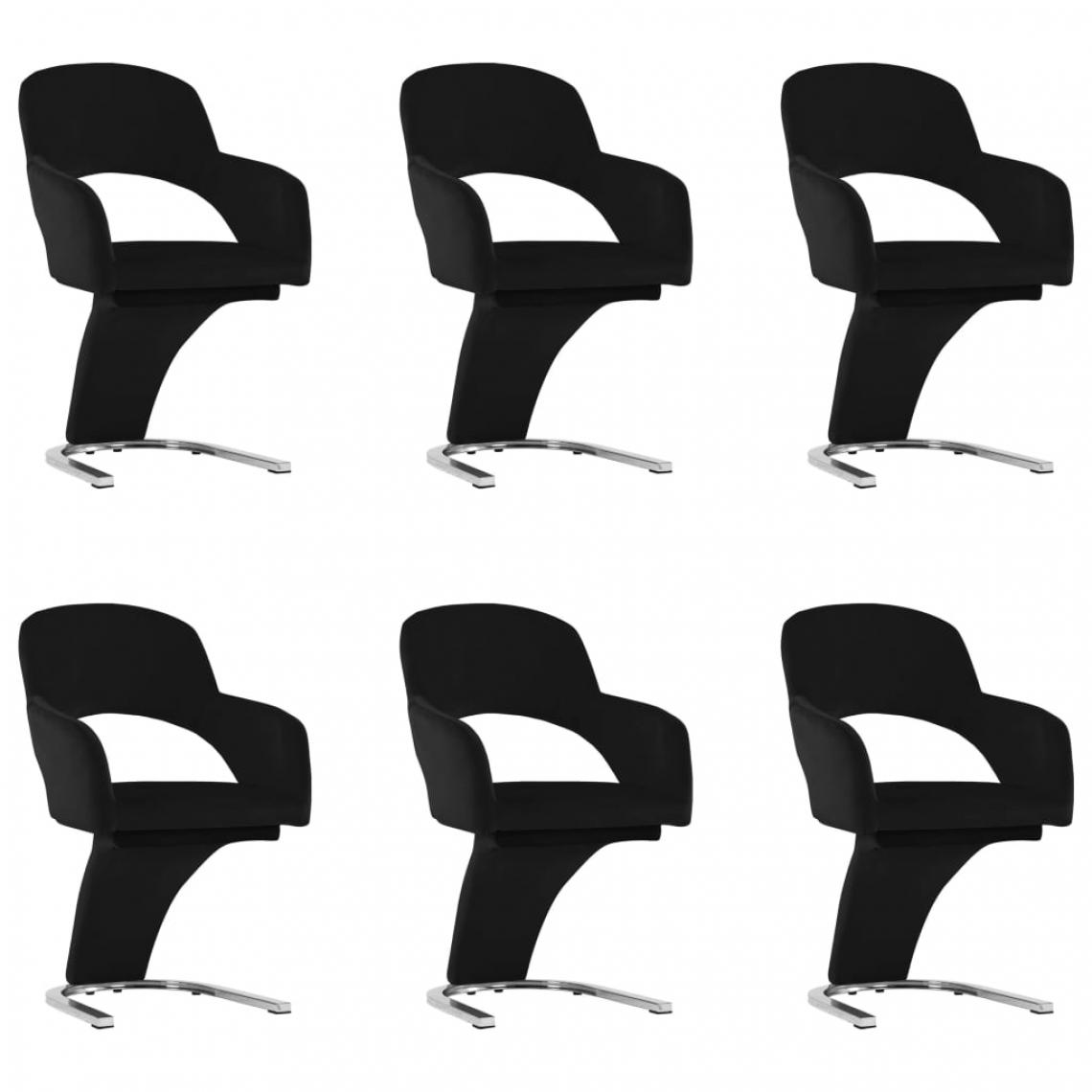 Chunhelife - Chunhelife Chaises de salle à manger 6 pcs Noir Velours - Chaises