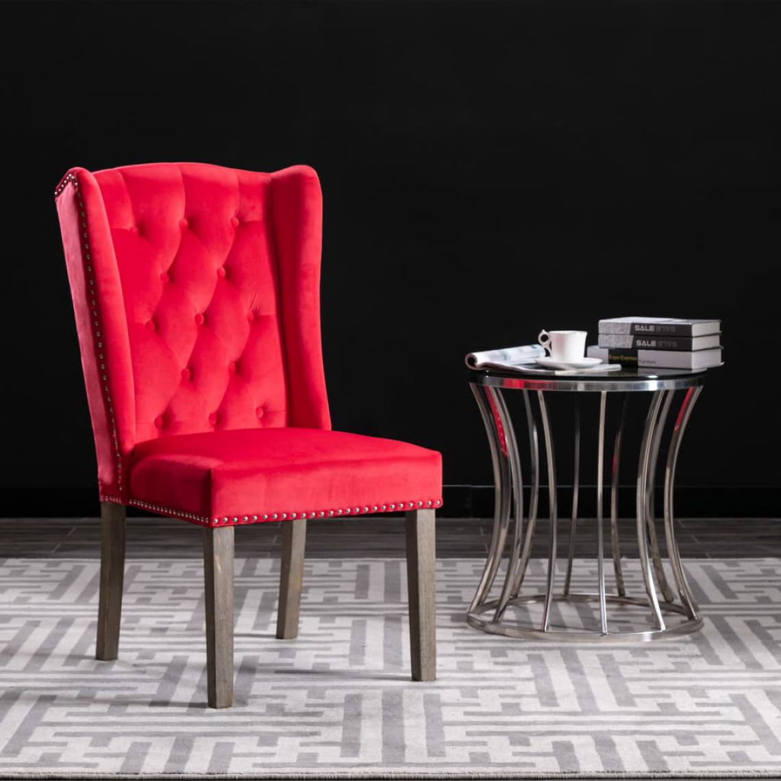 Icaverne - Inedit Fauteuils et chaises gamme Athènes Chaise de salle à manger Rouge Velours - Chaises