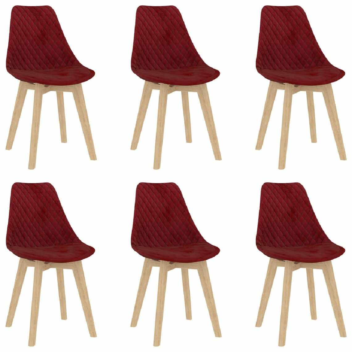 Chunhelife - Chunhelife Chaises de salle à manger 6 pcs Rouge bordeaux Velours - Chaises