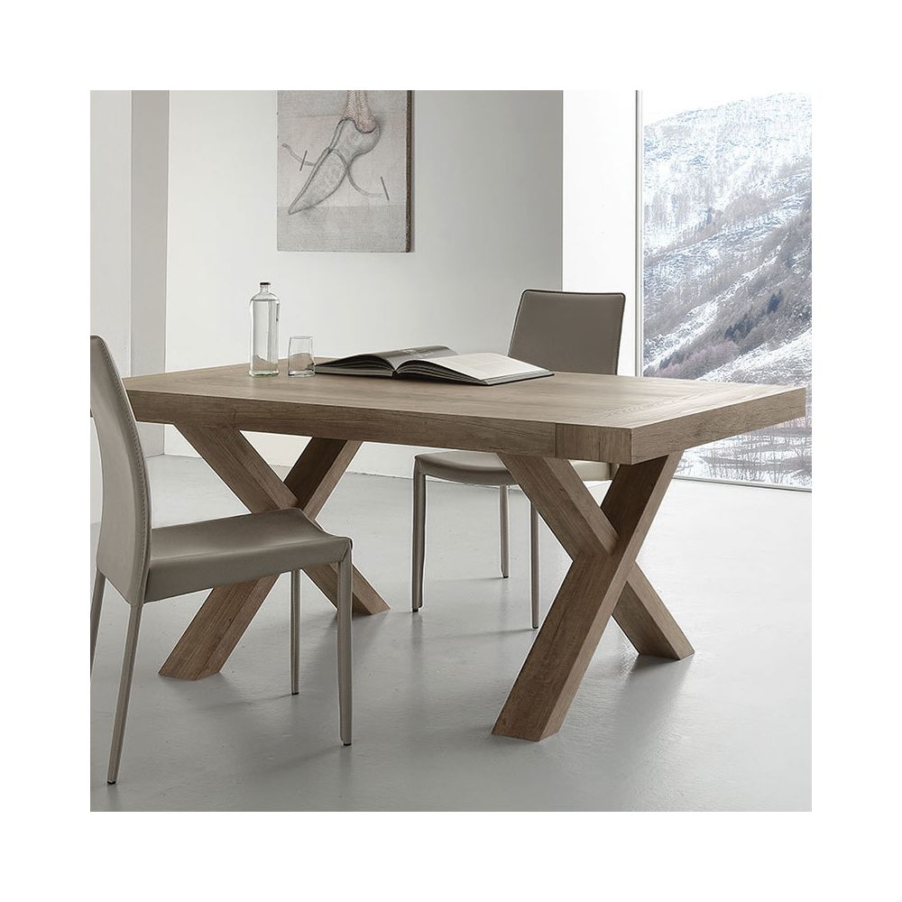 Nouvomeuble - Table extensible contemporaine couleur bois LENA 2 - Tables à manger