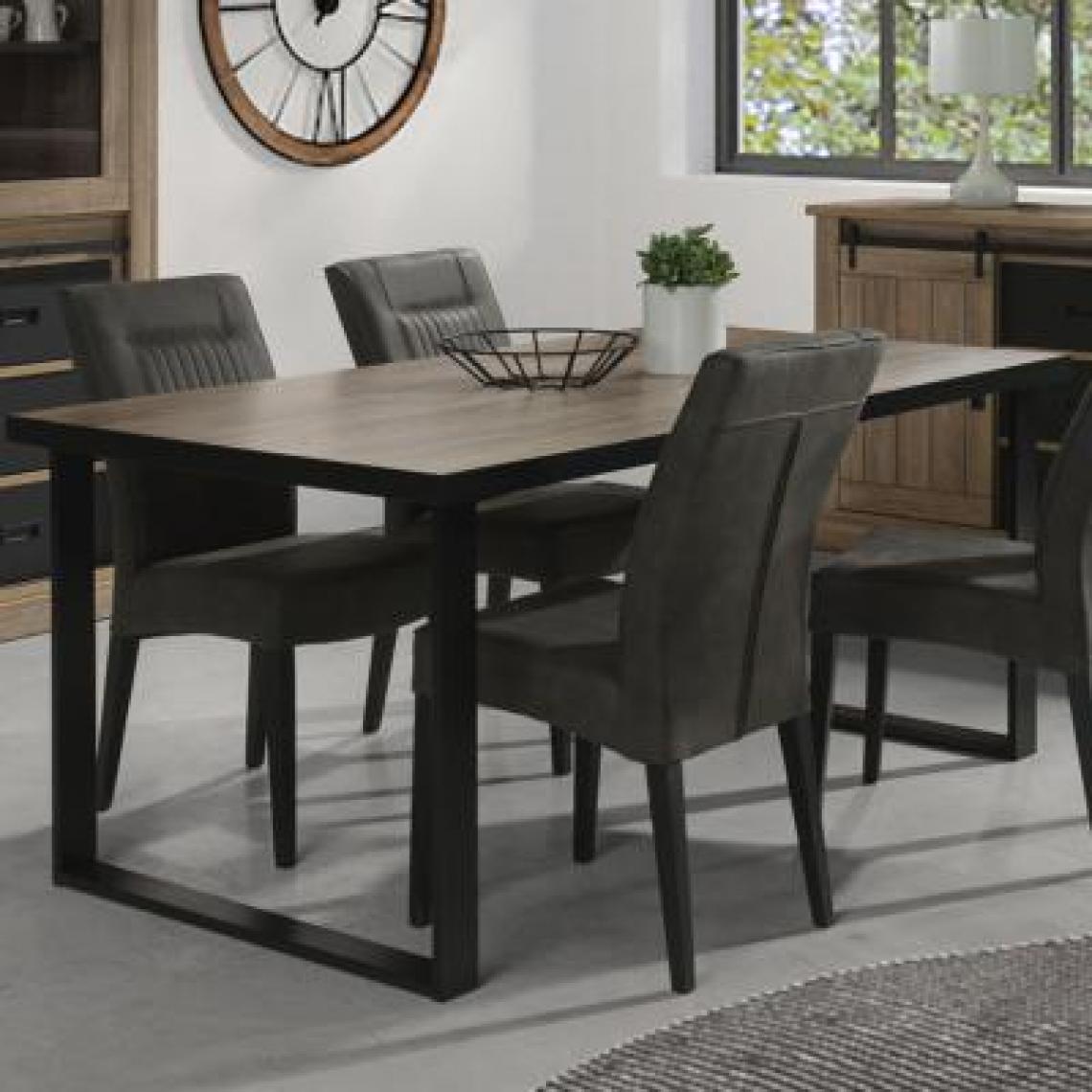 Nouvomeuble - Table industrielle 180 cm couleur bois HUGUES - Tables à manger