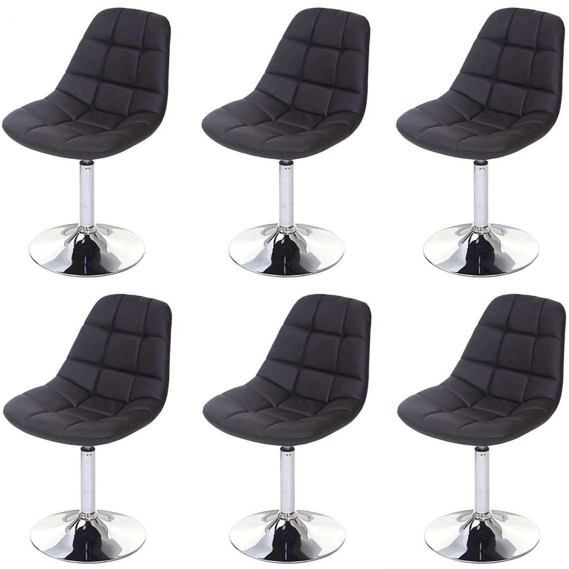 Decoshop26 - 6x chaises de salle à manger en simili-cuir marron pied chromé pivotant CDS04620 - Chaises