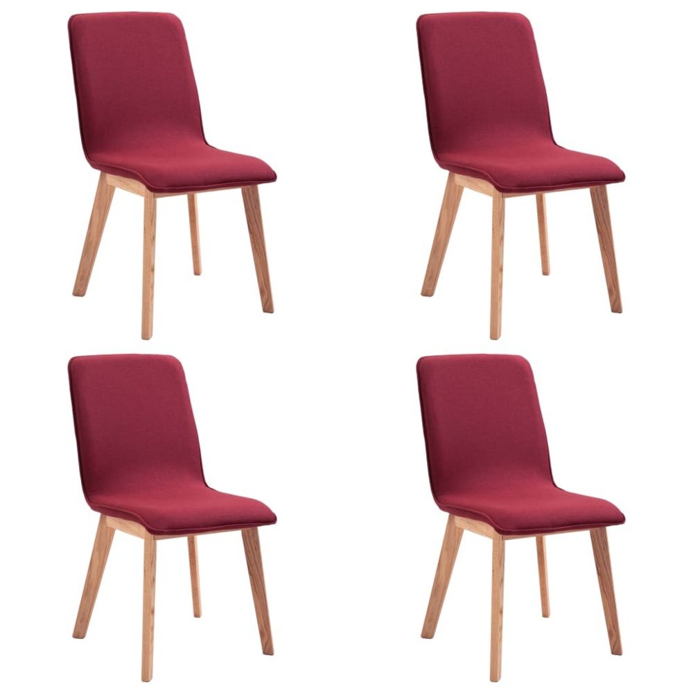 marque generique - Icaverne - Chaises de cuisine reference 4 pcs Chaises de salle à manger Rouge Tissu et chêne massif - Chaises
