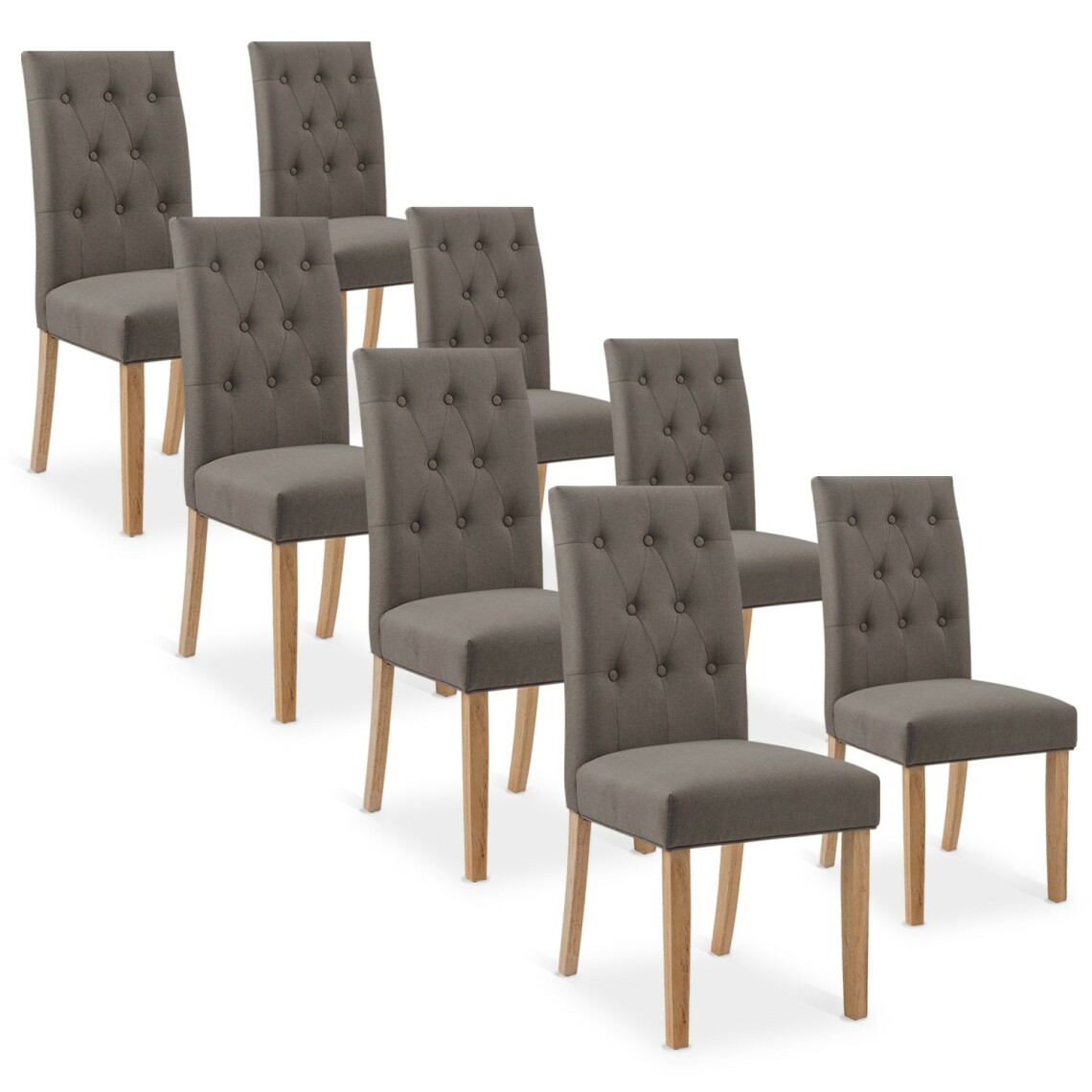 marque generique - Lot de 8 chaises capitonnées Gaya tissu taupe - Chaises