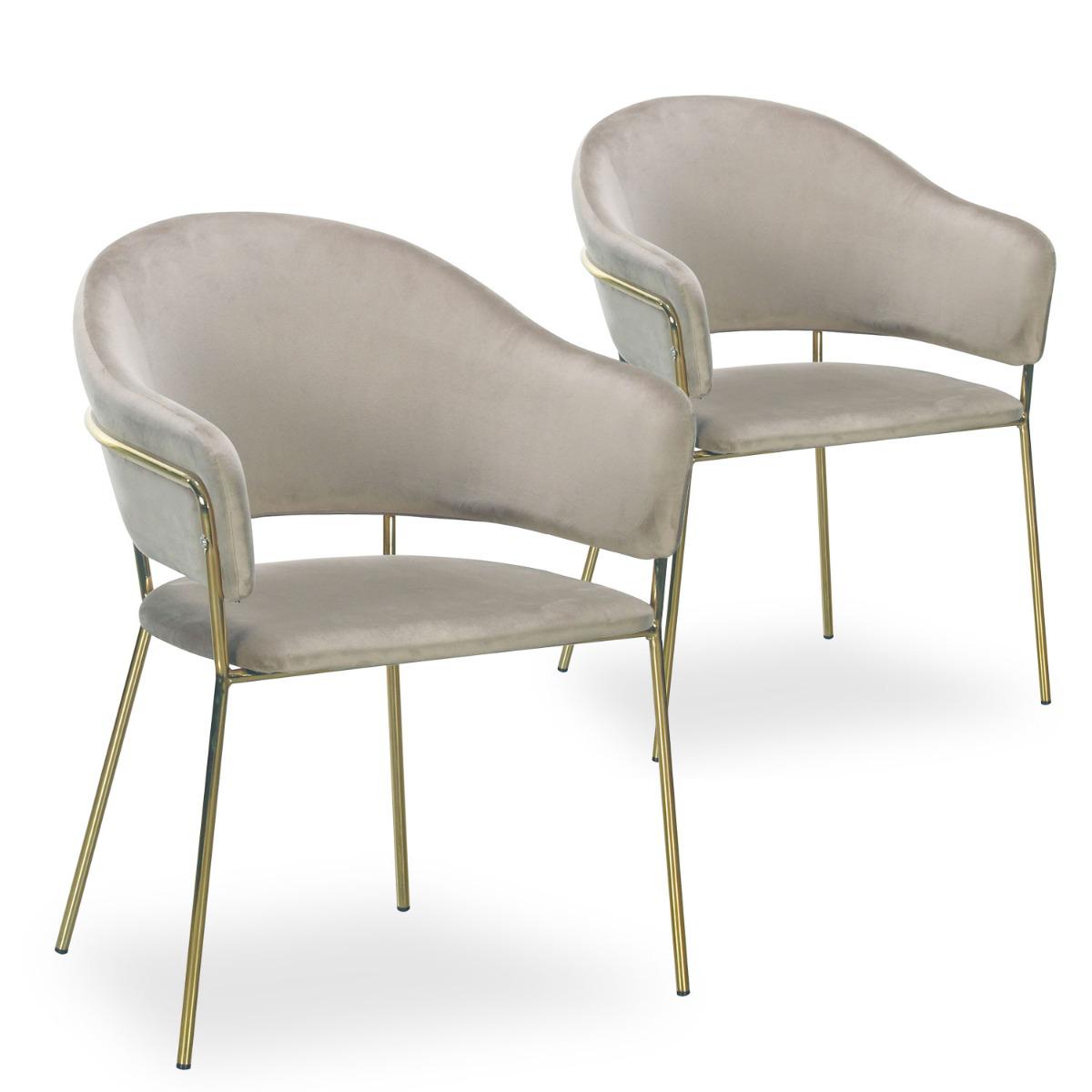 MENZZO - Lot de 2 chaises/fauteuils Ulrick Velours Taupe - Chaises