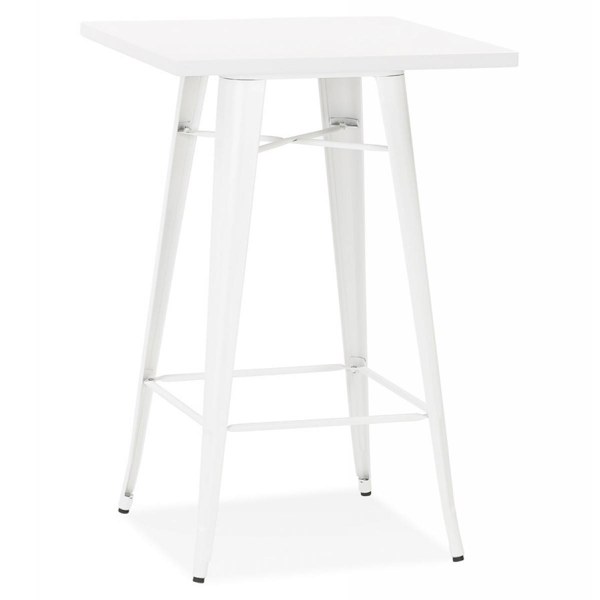 Alterego - Table haute style industriel 'TATY' blanche - 70x70 cm - Tables à manger